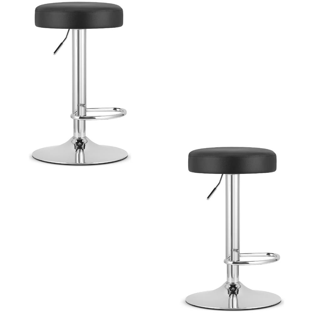 Sgabello girevole ROJST - Ecopelle nera / Base cromata x 2 - Foto 1