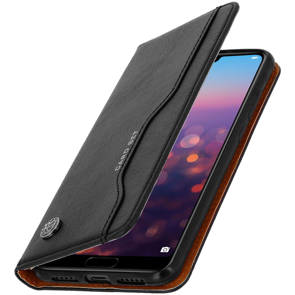Custodia Huawei P20 Pro In Pelle Portacarte Funzione Stand - Nero - Foto 2
