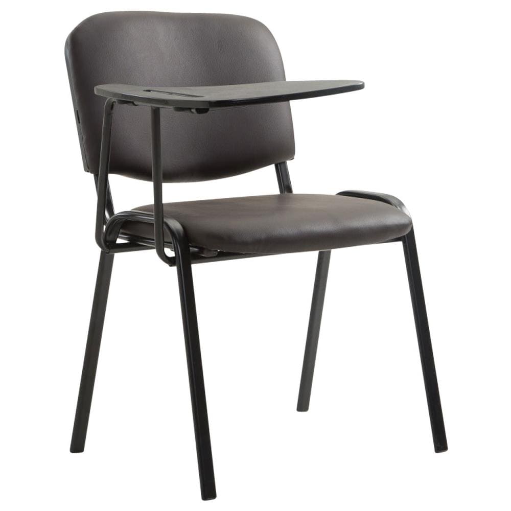 Sedia Visitatore Ken con Tavolino Richiudibile E Seduta in Similpelle I Sedia Ospite Imbottita Riunioni E Conferenze con Telaio in Metallo Marrone - Foto 1