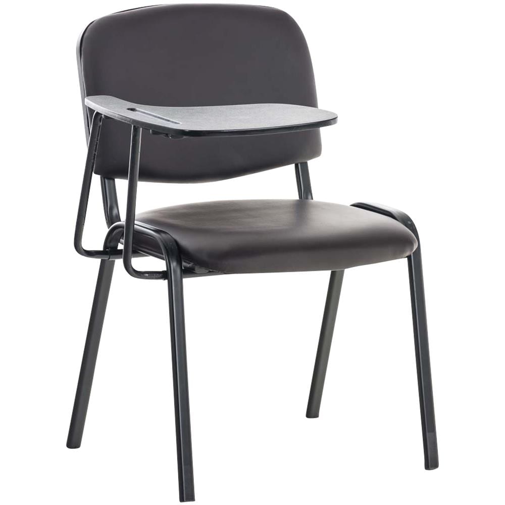 Sedia Visitatore Ken con Tavolino Richiudibile E Seduta in Similpelle I Sedia Ospite Imbottita Riunioni E Conferenze con Telaio in Metallo Marrone - Foto 5