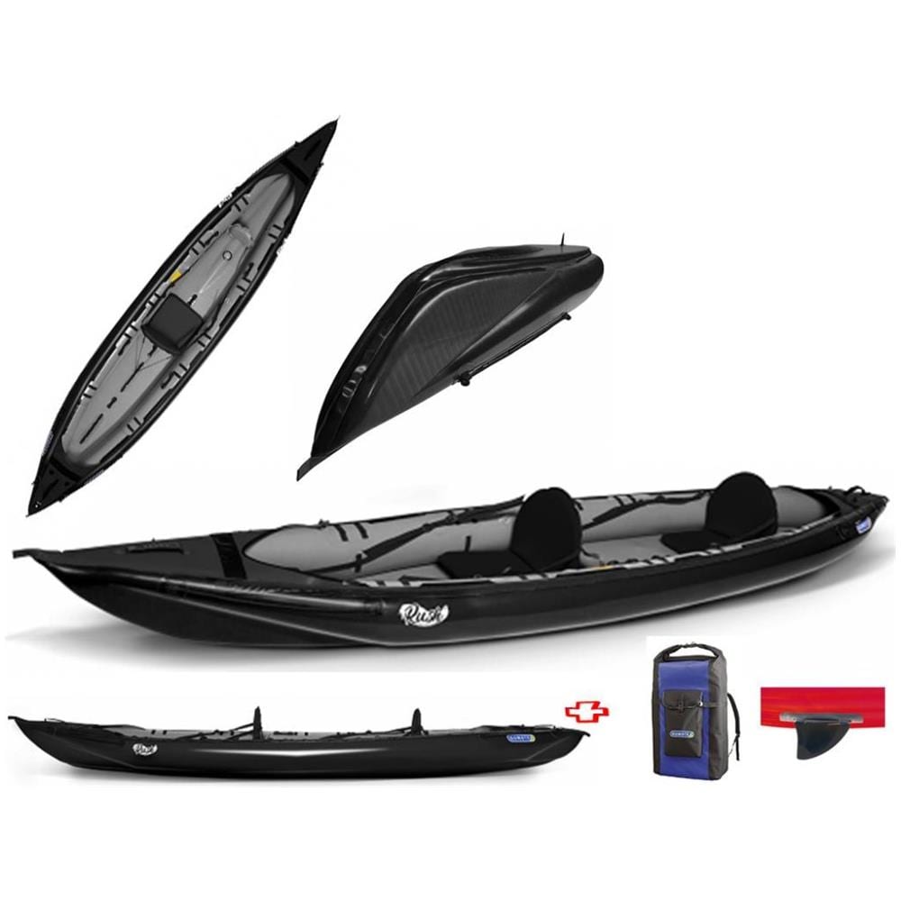 Canoa Gonfiabile Rush 2 Nera Con Pinna 045605-k - Foto 2