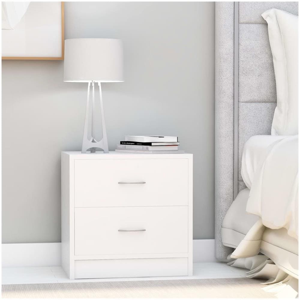 Comodini Bianchi 2 pz 40x30x40 cm in Legno Multistrato - Foto 1