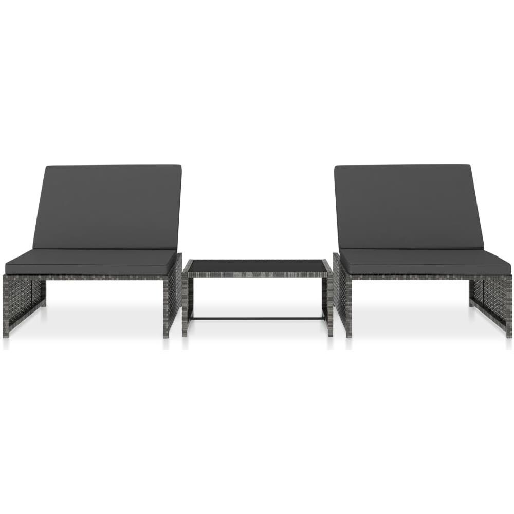 Sedie da Giardino Reclinabili 2 pz con Tavolo in Polyrattan - Foto 2