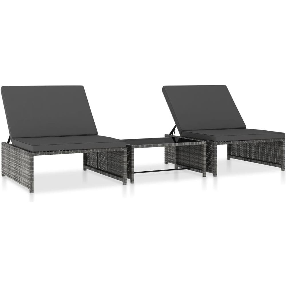 Sedie da Giardino Reclinabili 2 pz con Tavolo in Polyrattan - Foto 1
