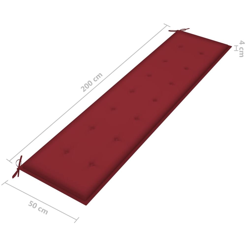 Cuscino Per Panca Da Giardino Rosso Vino 200x50x4 Cm In Tessuto - Foto 7