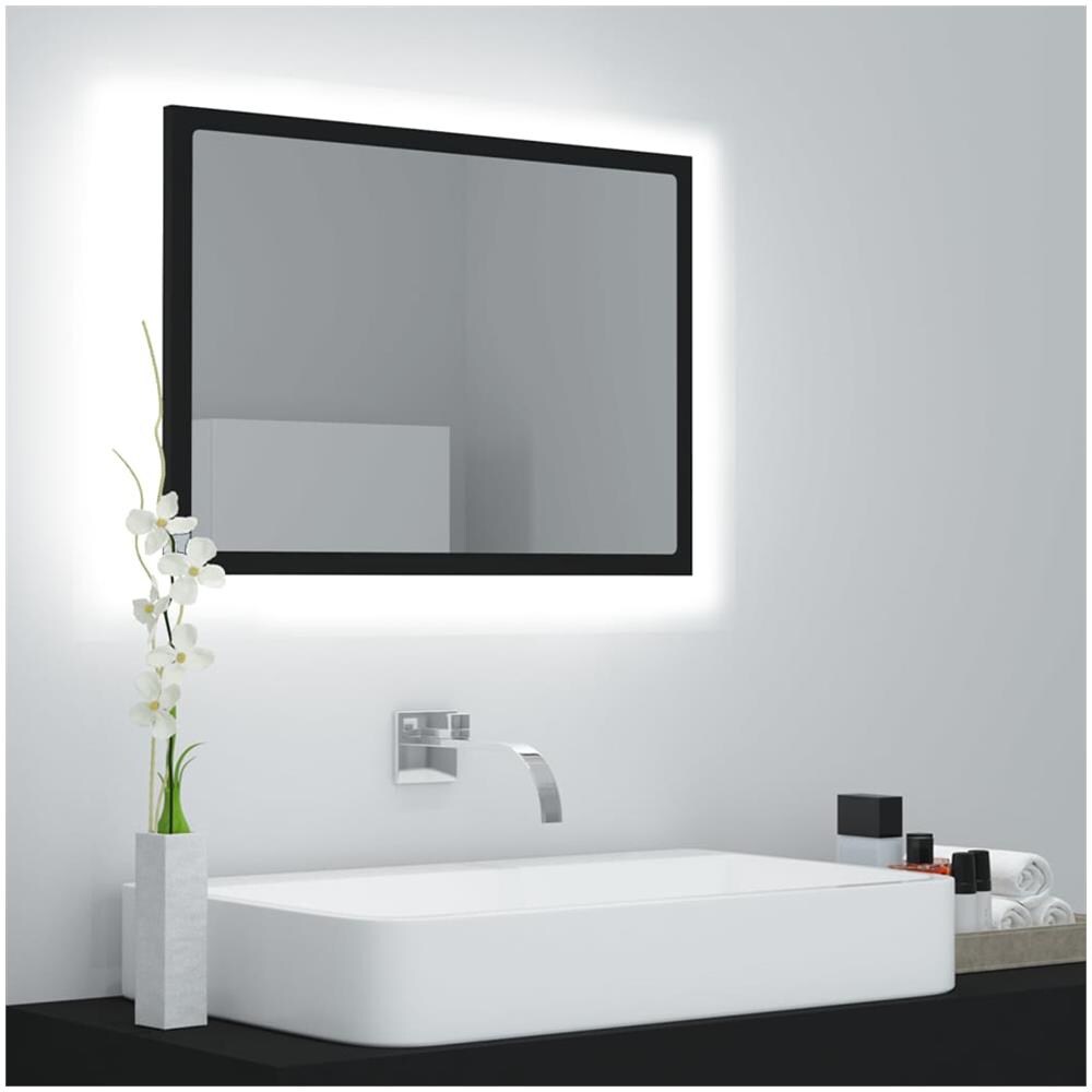 Specchio da Bagno a LED Nero 60x8,5x37 cm in Acrilico - Foto 1