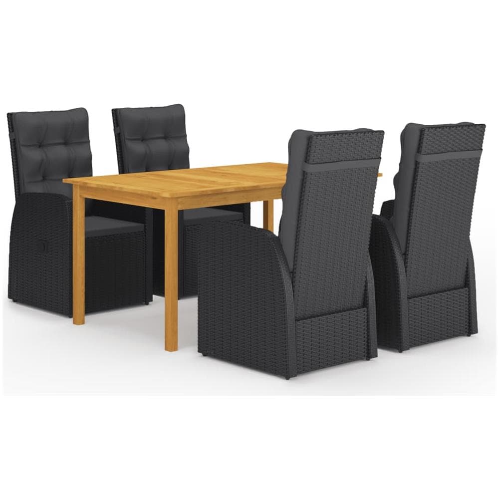 Set Mobili Da Pranzo Per Giardino 5 Pz Nero - Foto 1