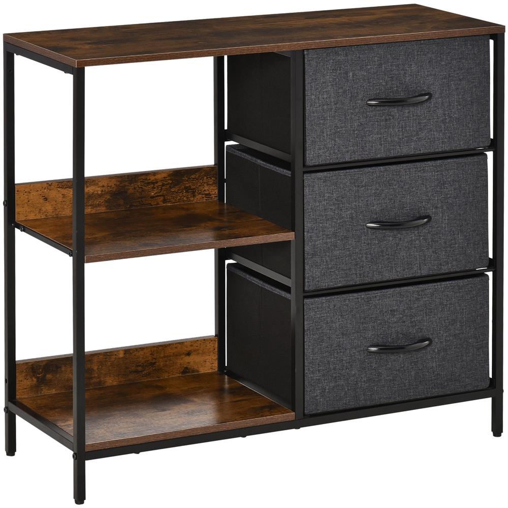 Cassettiera Con 3 Cassetti E 4 Ripiani - In Tessuto E Acciaio - Foto 9