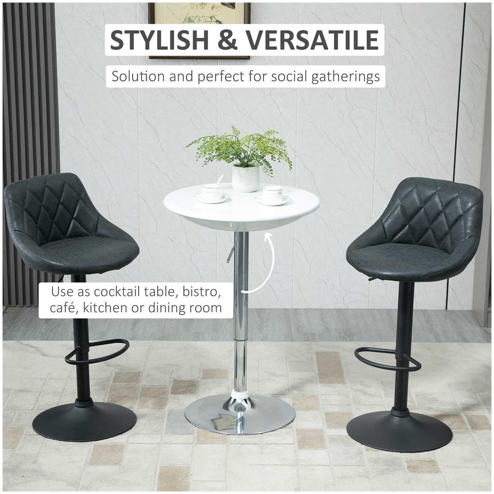 Tavolo Rotondo Da Bar Con Piano Girevole, Altezza Regolabile Con Leva A Gas E Base - Bianco - Foto 2