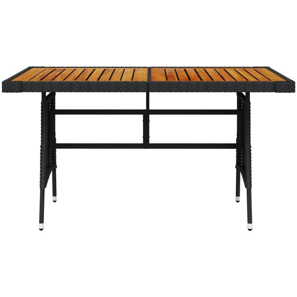 Tavolo Giardino Nero 130x70x72cm Polyrattan E Massello D'acacia - Foto 2