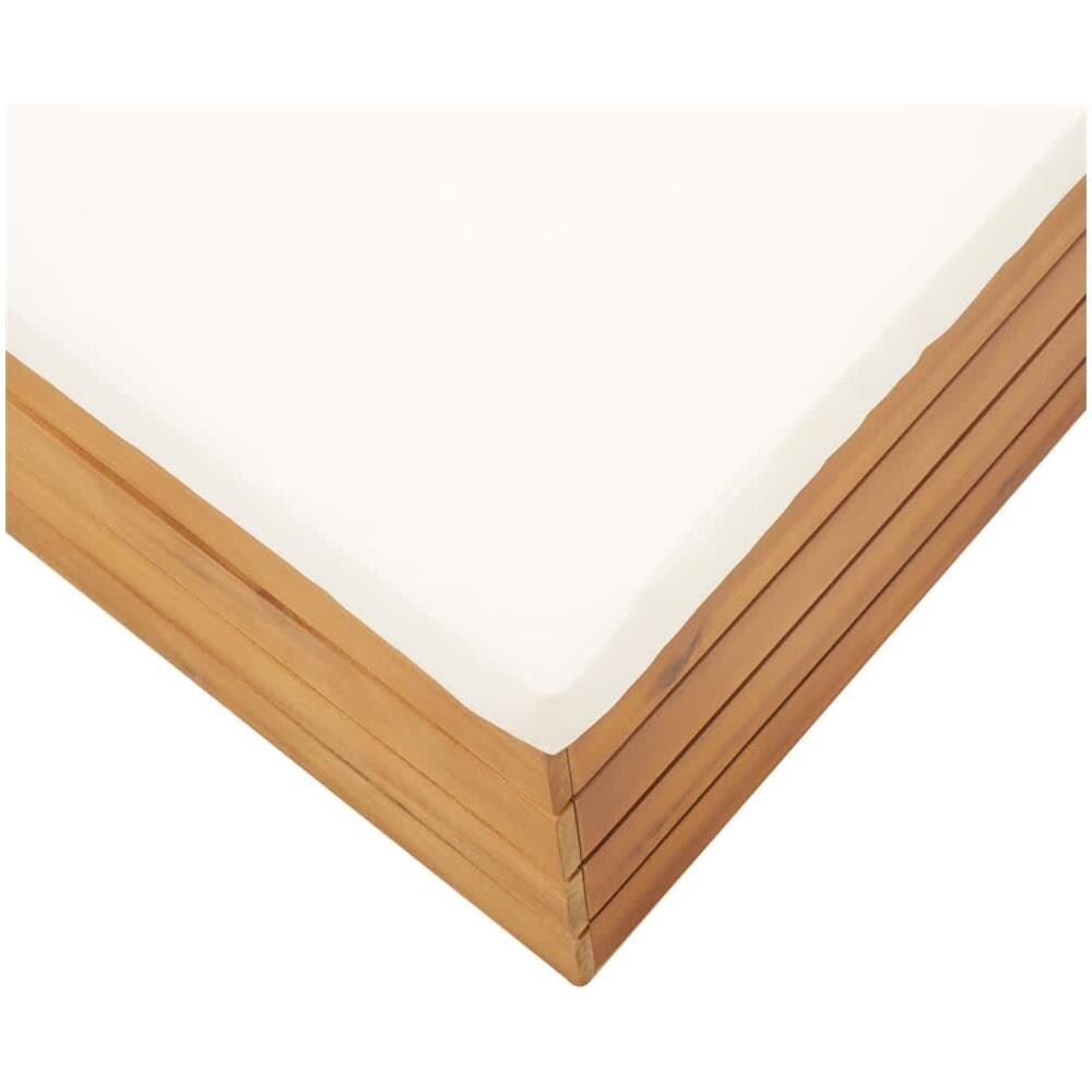 Set Tavolino Poggiapiedi Da Giardino Cuscino Massello D'acacia - Foto 8