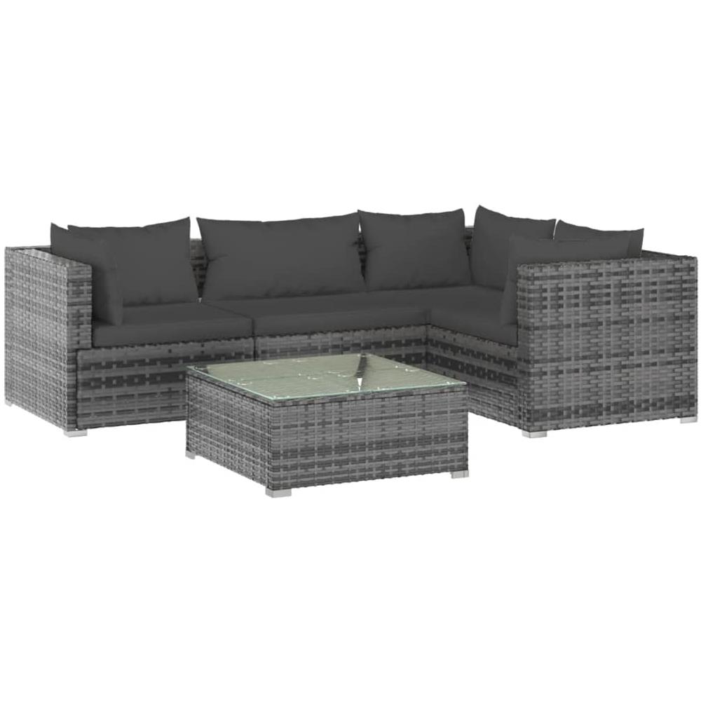 Set Divano Giardino 3 Pezzi VidaXL - Polyrattan Grigio Con Cuscini, Acciaio Verniciato - Foto 9