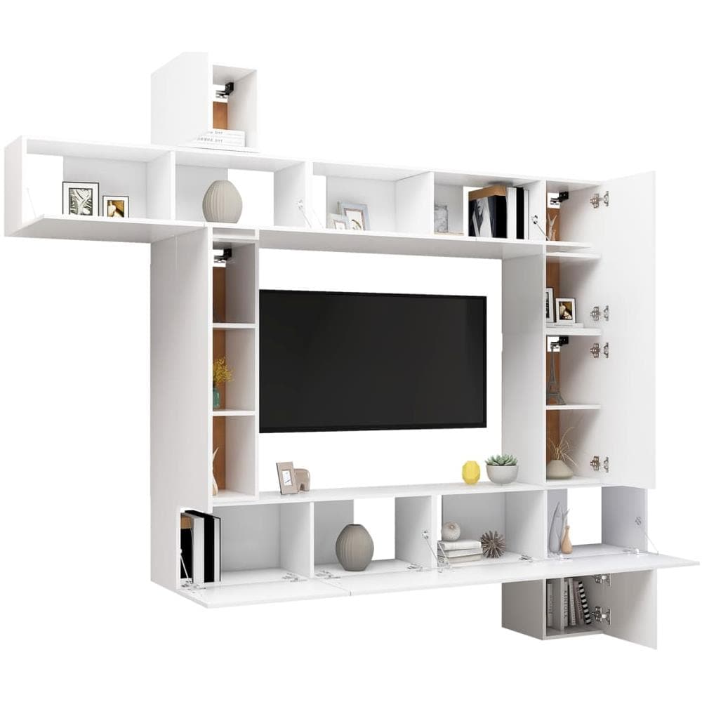 Set Mobili Porta TV 9 pz Bianco in Legno Multistrato - Foto 2
