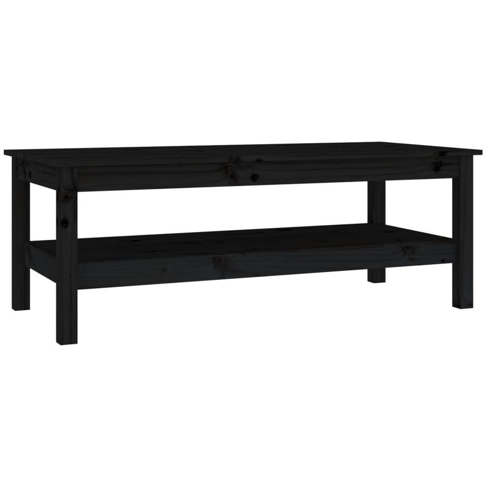 Tavolino Da Salotto In Legno Massello Di Pino - Nero, 80x40x35 Cm
