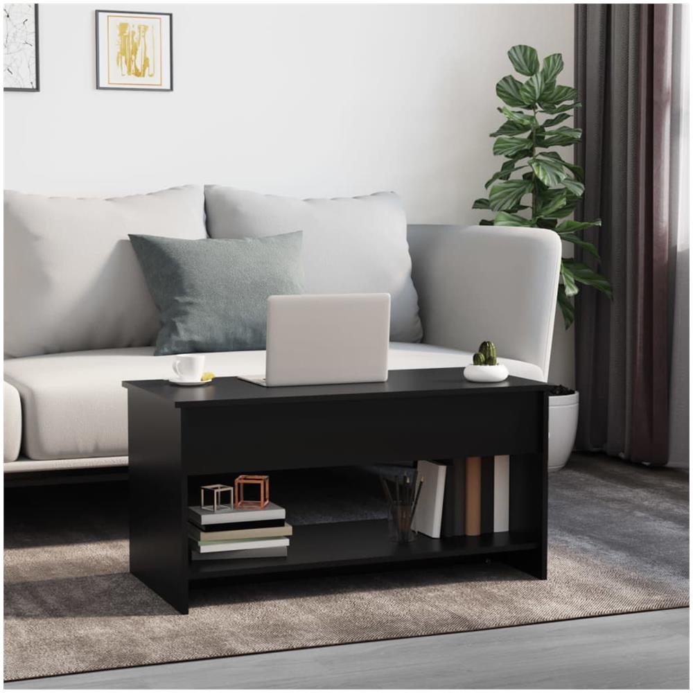 Tavolino Da Salotto Nero 102x50x52,5 Cm In Legno Multistrato - Foto 3