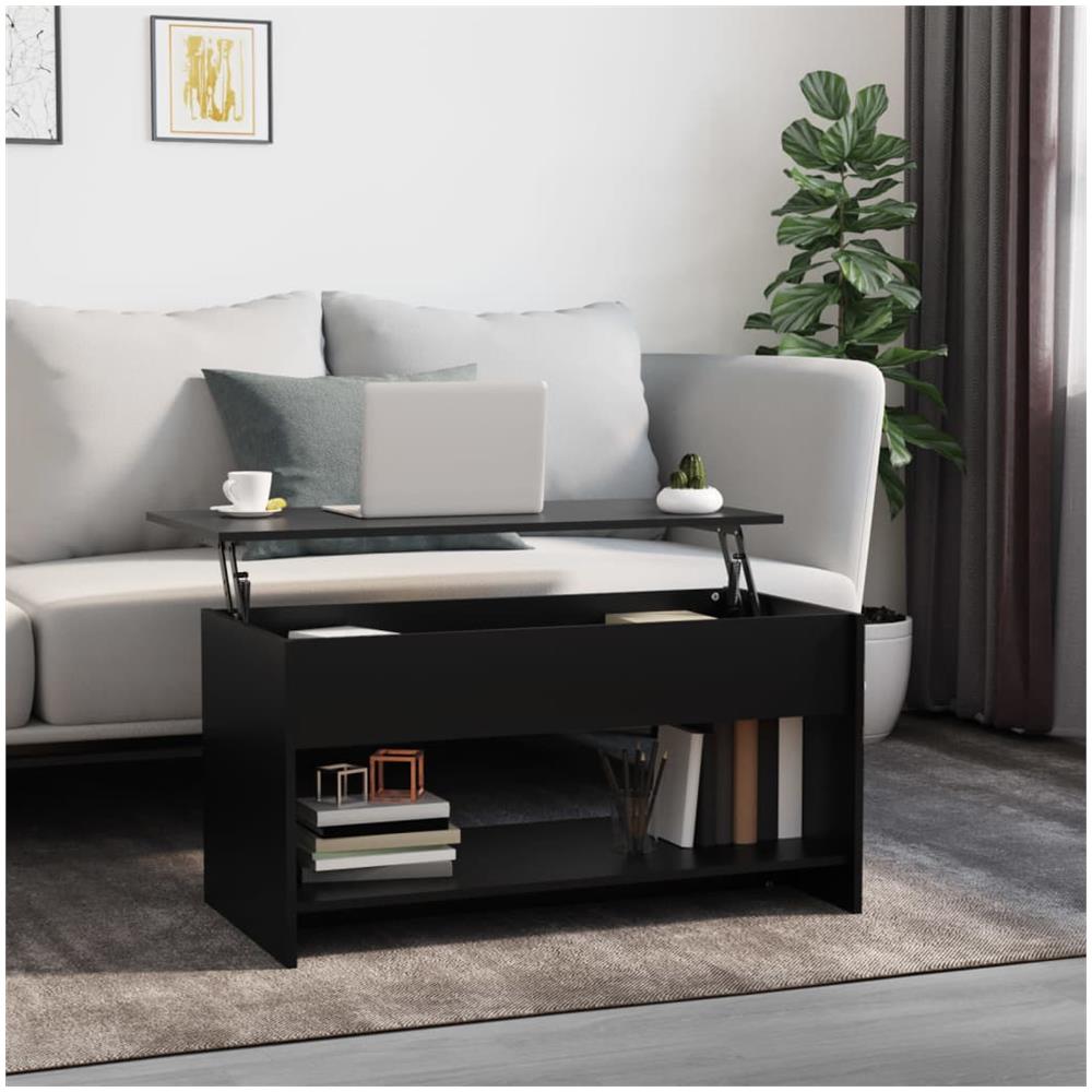 Tavolino Da Salotto Nero 102x50x52,5 Cm In Legno Multistrato - Foto 1