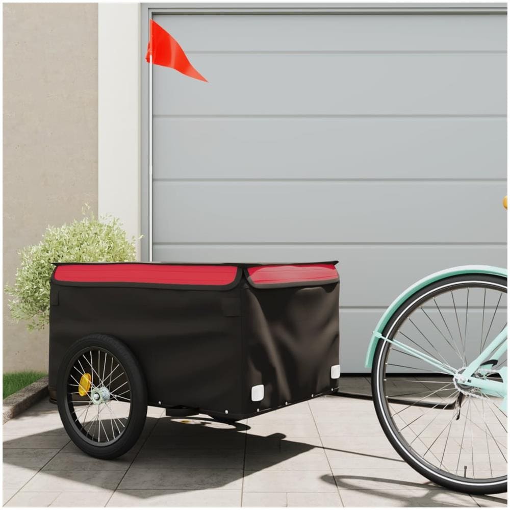 Rimorchio Da Bici Da Carico Nero E Rosso 45 Kg In Ferro - Foto 1