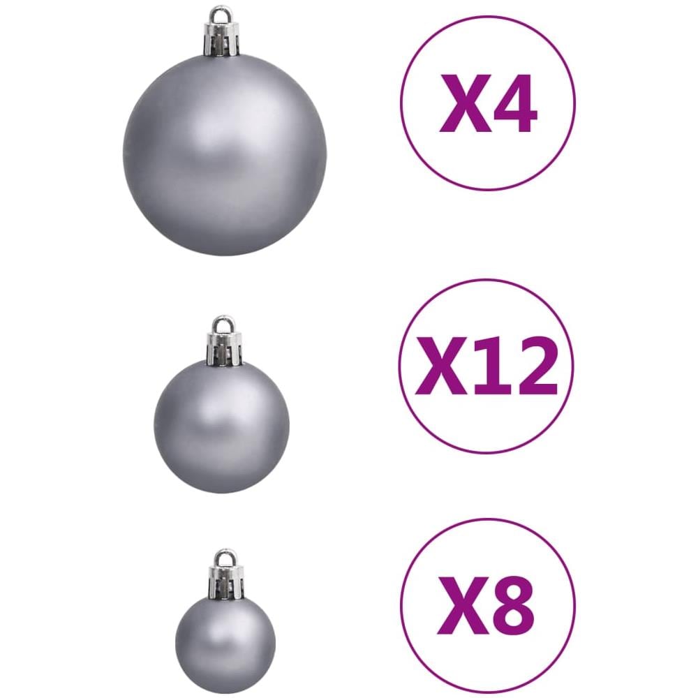 Set Palline Di Natale 111 Pz Bianco E Grigio In Polistirene - Foto 7