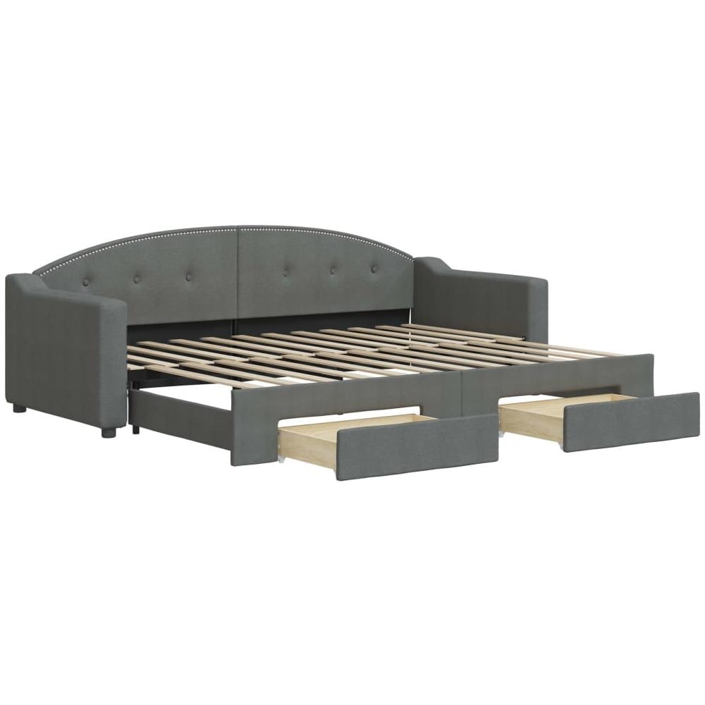 Divano Letto Estraibile Cassetti Grigio Scuro 80x200cm Tessuto - Foto 1