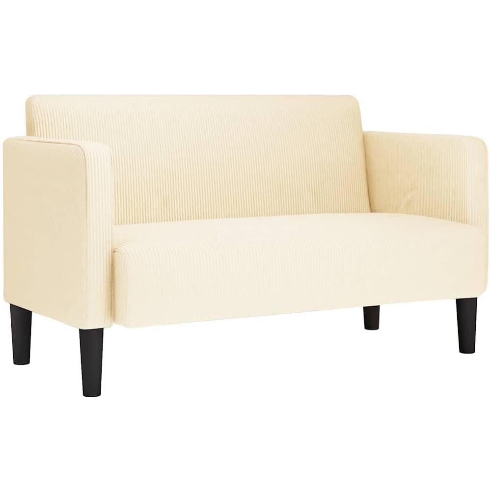 Divano Divanetto Crema 109 cm Tessuto di Velluto a Coste - Foto 1