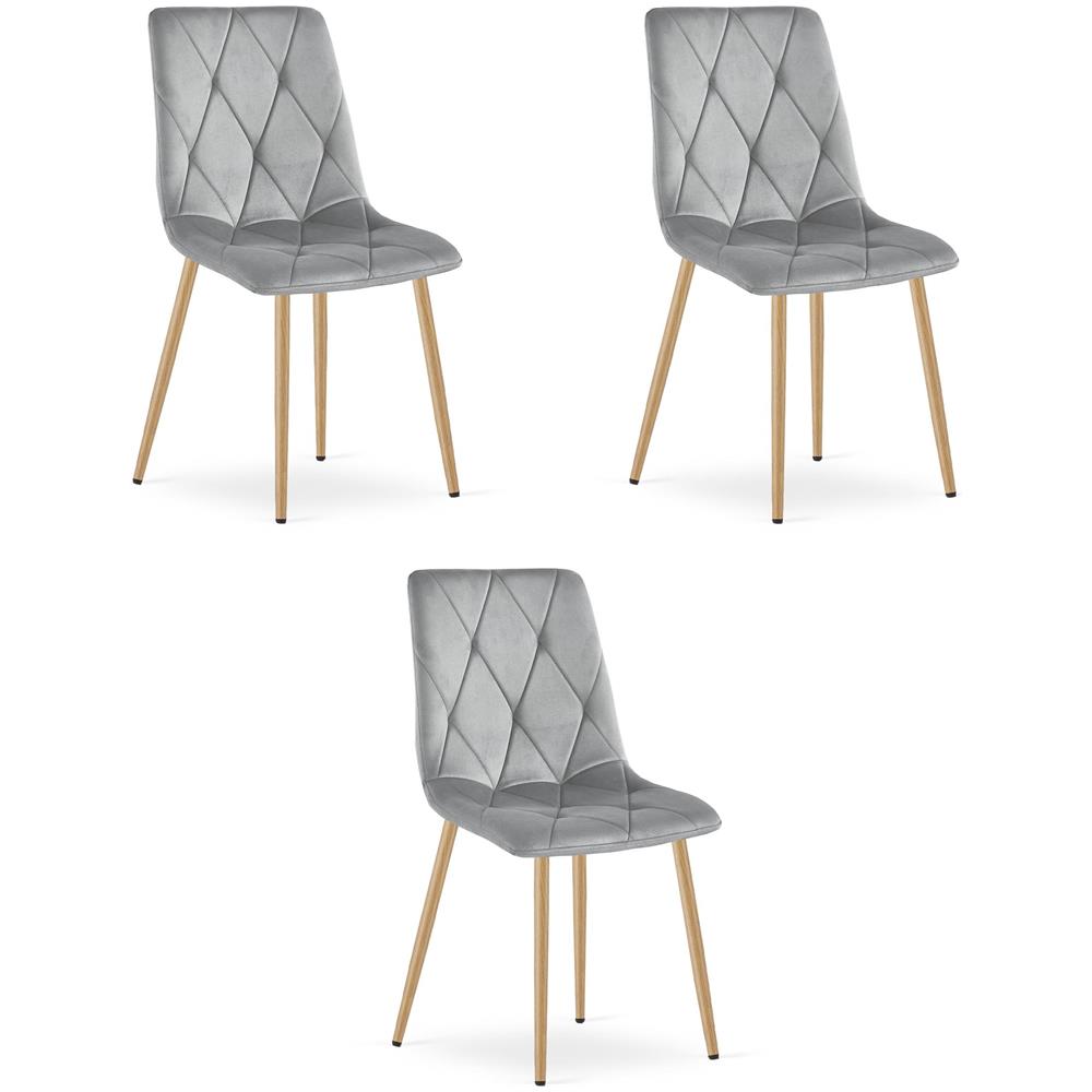 TYRA Sedia in velluto - Elegante grigio chiaro per soggiorno x 3 - Foto 1