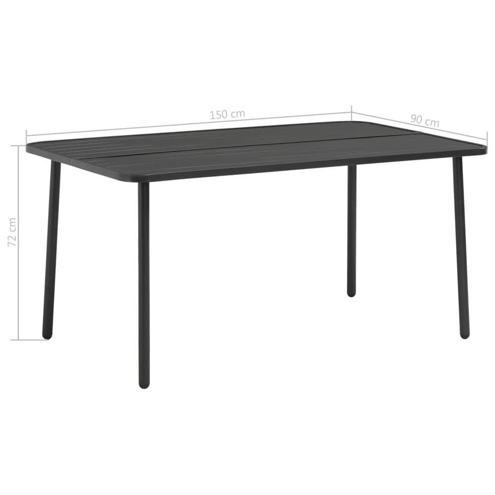 Tavolo Da Pranzo Per Esterni Acciaio 150x90x72cm Grigio A Doghe - Foto 4