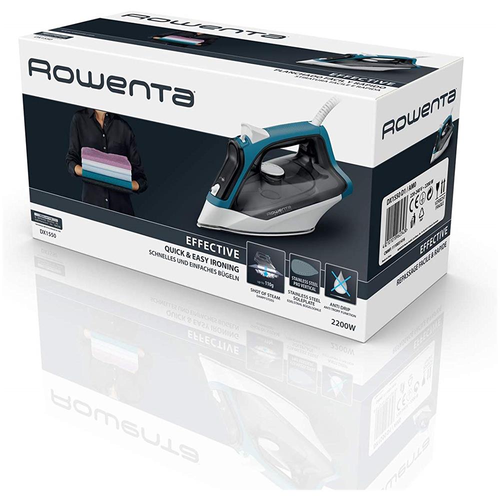 Ferro da Stiro a Secco e a Vapore Effective 2 DX1550 Capacità 0.25 Litri Potenza 2200 Watt Colore Nero / Blu - Foto 7