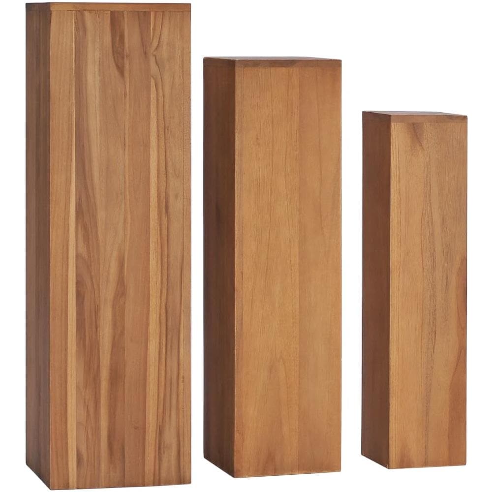 Set Di Piedistalli Per Piante 3 Pz In Legno Massello Di Teak - Foto 1