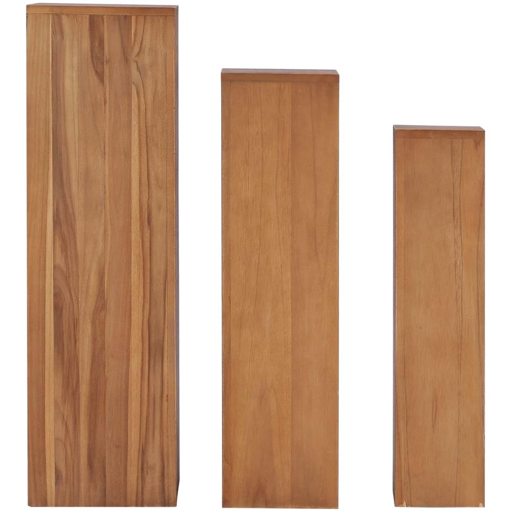 Set Di Piedistalli Per Piante 3 Pz In Legno Massello Di Teak - Foto 2