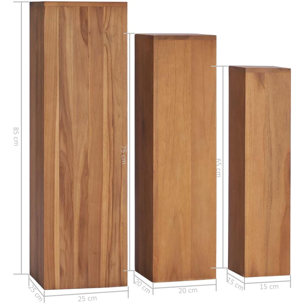 Set Di Piedistalli Per Piante 3 Pz In Legno Massello Di Teak - Foto 5