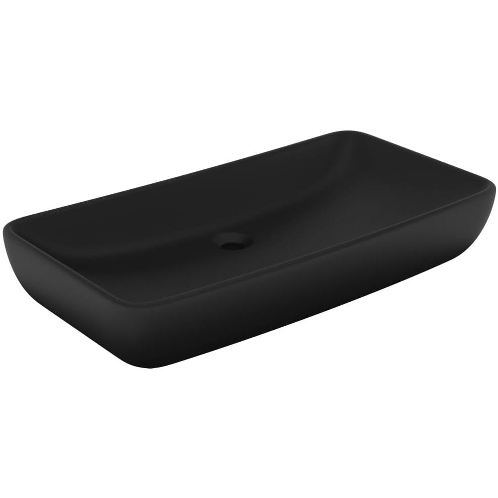 Lavandino Lusso Rettangolare Nero Opaco 71x38 cm in Ceramica - Foto 1