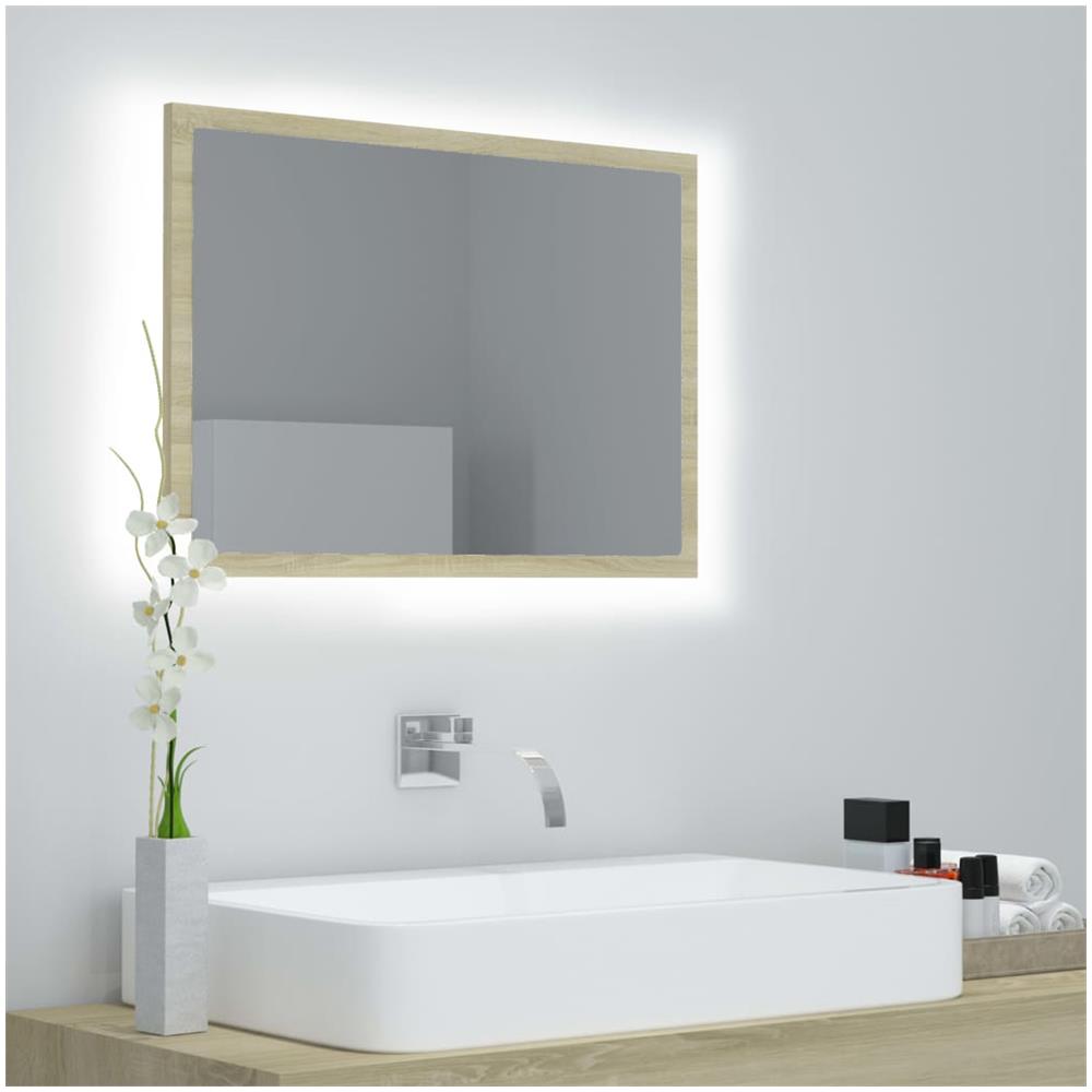 Specchio da Bagno LED Rovere Sonoma 60x8,5x37 cm in Acrilico - Foto 1