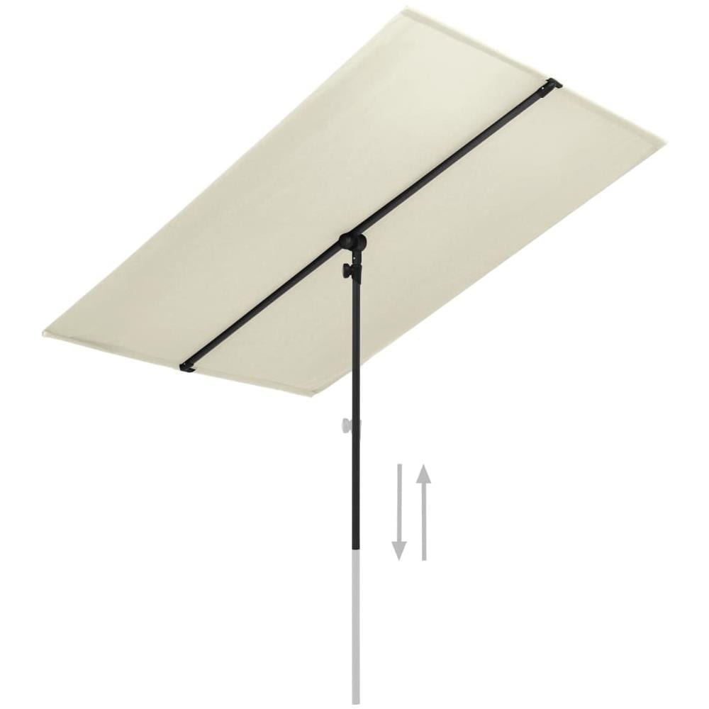 Ombrellone da Esterni Palo in Alluminio 180x110cm Bianco Sabbia - Foto 3
