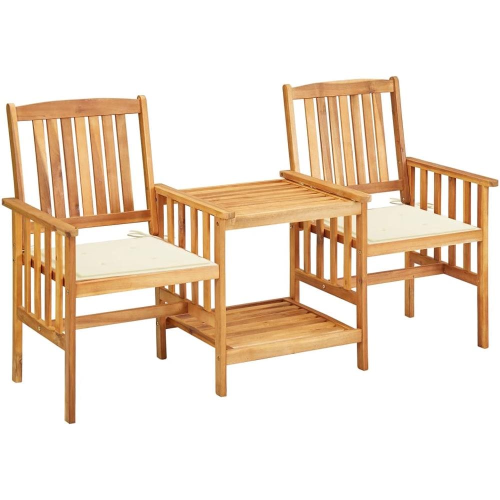 Sedie da Giardino con Cuscini e Tavolino in Massello di Acacia - Foto 1