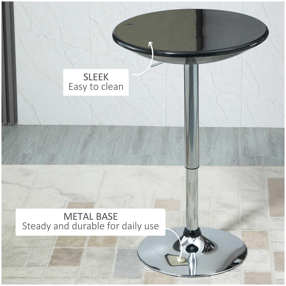 Tavolo Rotondo Da Bar Con Piano Girevole, Altezza Regolabile Con Leva A Gas E Base - Nero - Foto 8