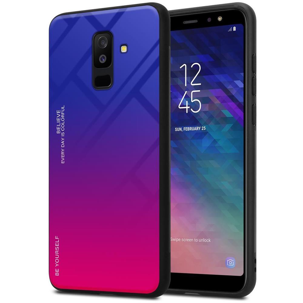 Custodia Compatibile Con Samsung Galaxy A6 Plus 2018 In Viola - Rosso - Coperchio Protettivo Bicolore In Vetro Temperato E Silicone Tpu - Foto 1