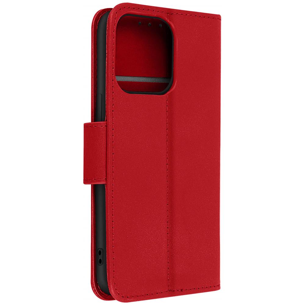 Custodia Vera Pelle Per Iphone 13 Pro Portacarte E Supporto Video Rossa - Foto 5