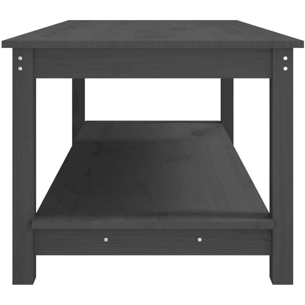 Tavolino da Salotto Grigio 110x55x45 cm Legno Massello di Pino - Foto 7