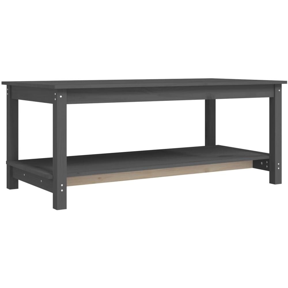 Tavolino da Salotto Grigio 110x55x45 cm Legno Massello di Pino - Foto 1
