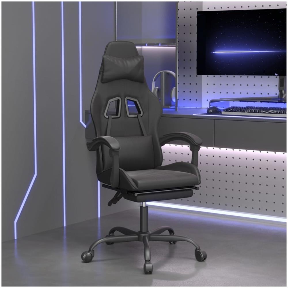 Sedia Da Gaming Con Poggiapiedi Nero In Similpelle - Foto 1