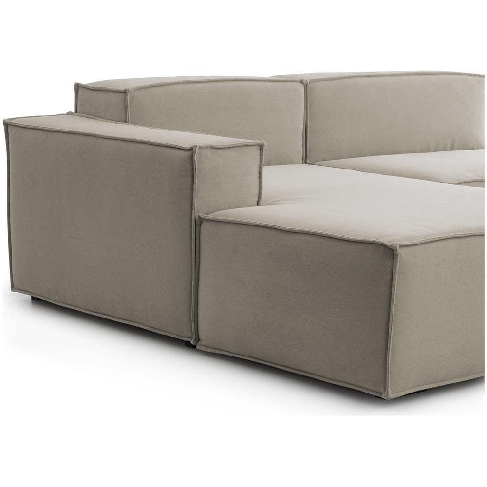 Divano Fisso Daniela, Divano Componibile A 2 Posti Large Con Penisola Sinistra, 100% Made In Italy, Sofà Moderno In Tessuto, Cm 240x170h70, Tortora - Foto 4