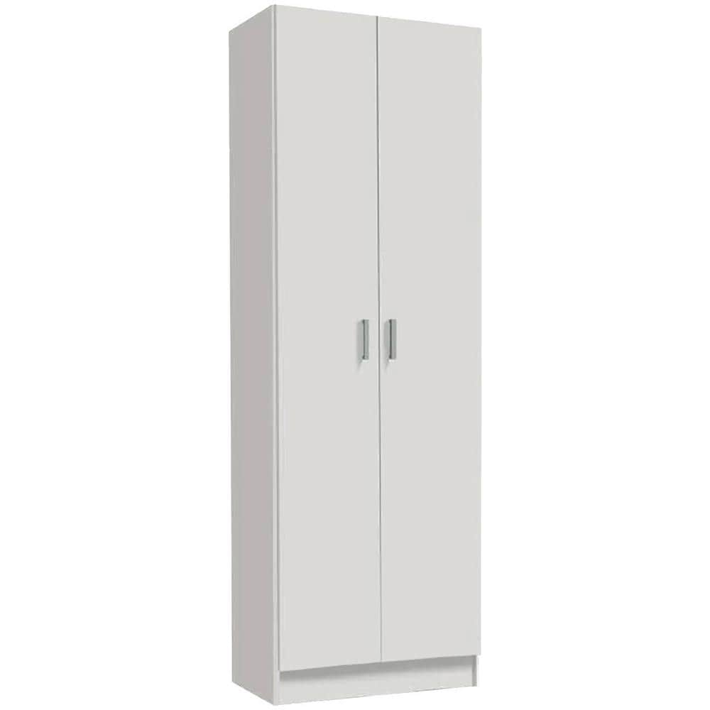 Armadio Multiuso Salem, Mobile Ausiliario A 2 Ante, Portascarpe Con 3 Ripiani, Scarpiera Alta Moderna, 59x37h180 Cm, Bianco - Foto 2