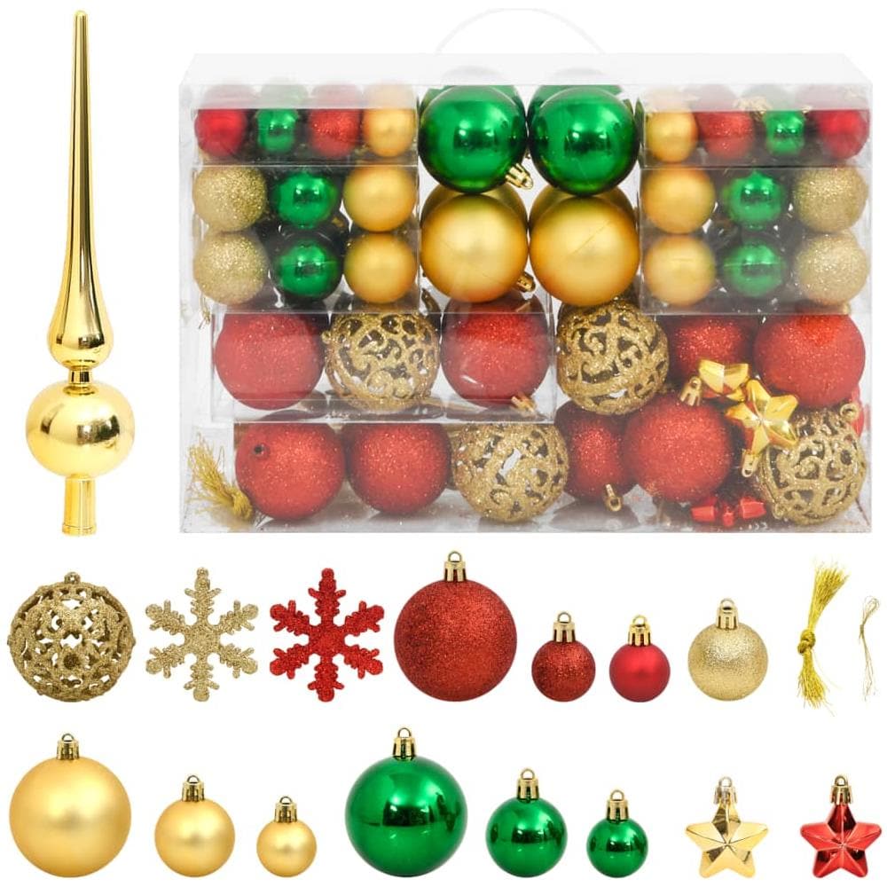 Set Palline Di Natale 112 Pz Rosso / Verde / Oro In Polistirene - Foto 1