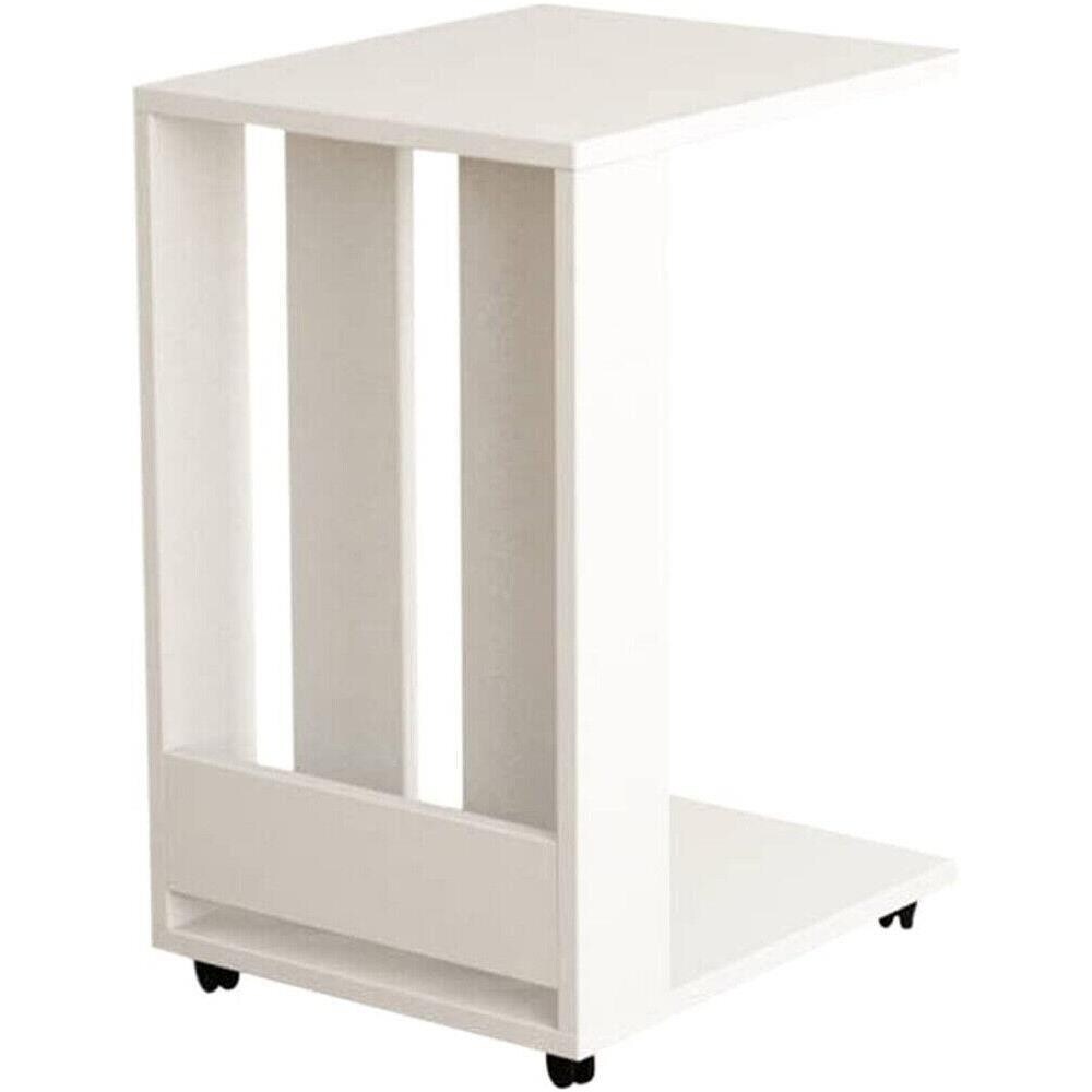 Tavolino Ausiliario con Ruote Design Moderno Mobile Letto Divano Colore Bianco - Foto 4