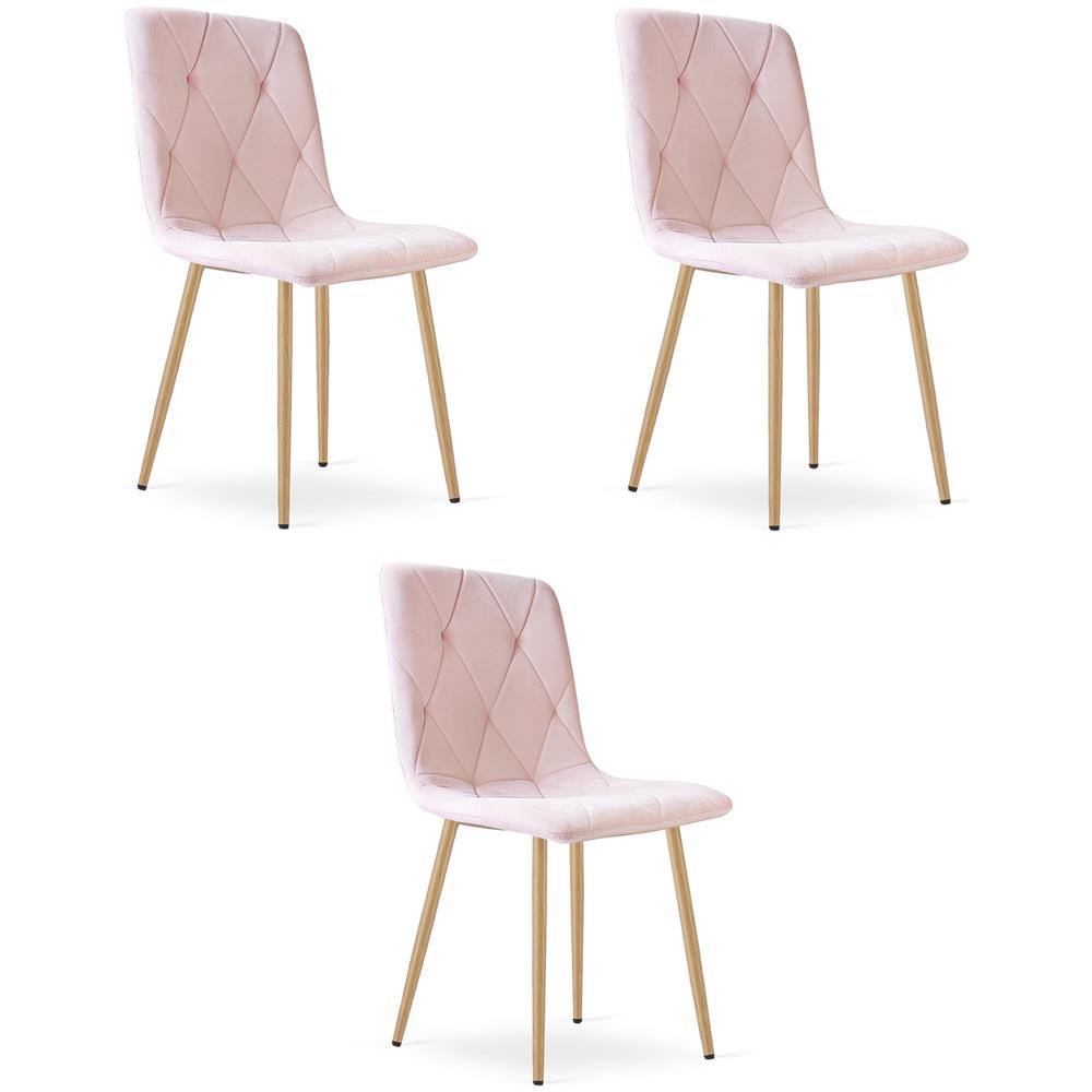 Sedia TYRA - Elegante velluto rosa chiaro per soggiorno, sala da pranzo x 3 - Foto 1