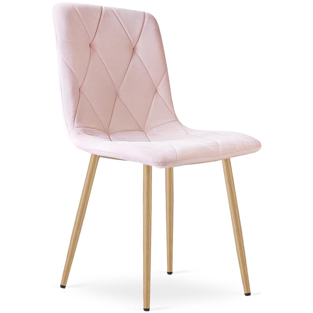 Sedia TYRA - Elegante velluto rosa chiaro per soggiorno, sala da pranzo x 3 - Foto 2