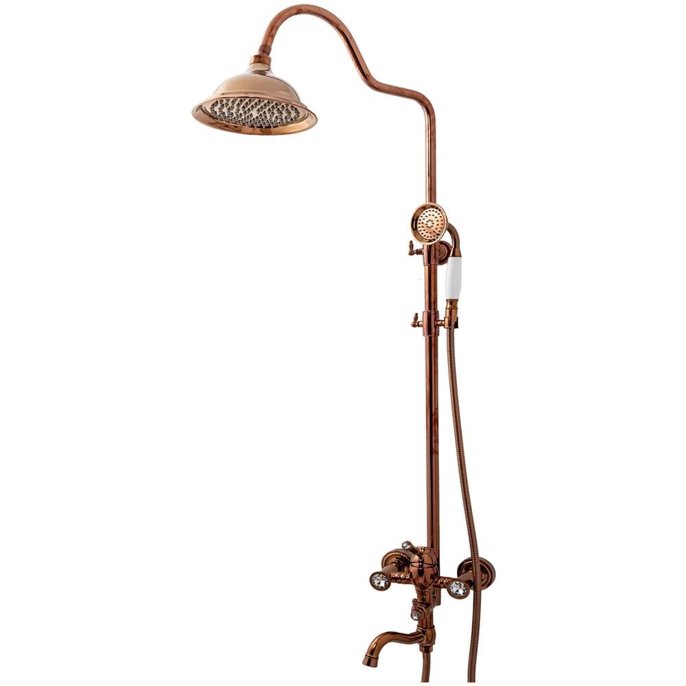 Colonna doccia, Blackswan, Tipo M202, modello oro rosa, 3 vie, soffione a campana e ceramica, misura 120 cm - Foto 1