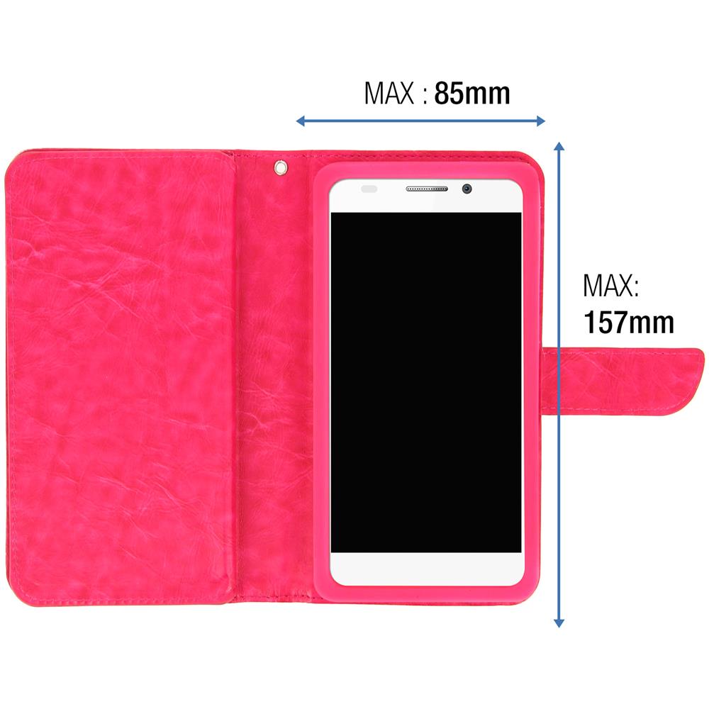 Custodia Universale Smartphone 5.5' À 6.0' Portafoglio 6 Portacarte Fucsia - Foto 10