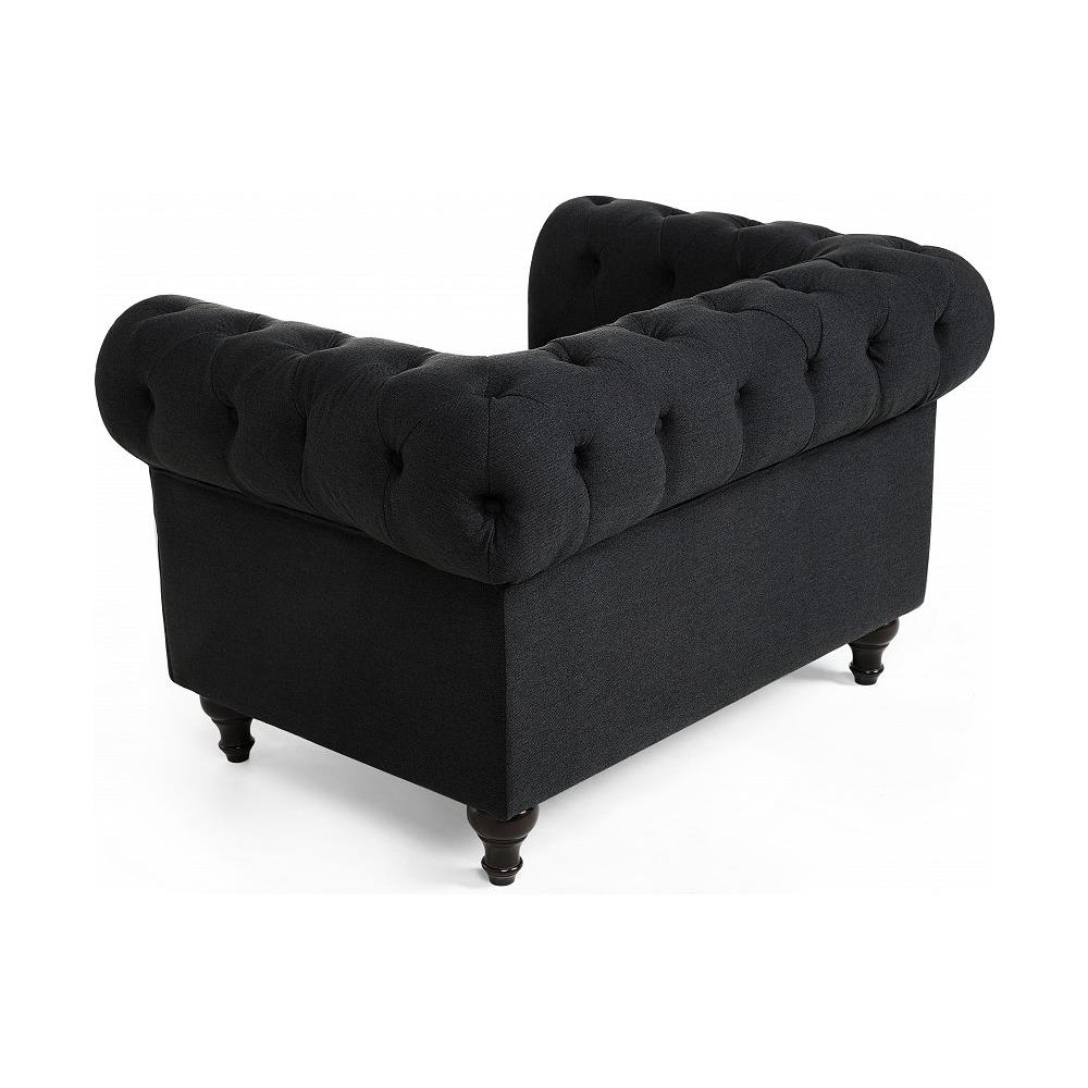 Poltrona Vintage In Tessuto Grigio Scuro Grafite Chesterfield - Foto 2