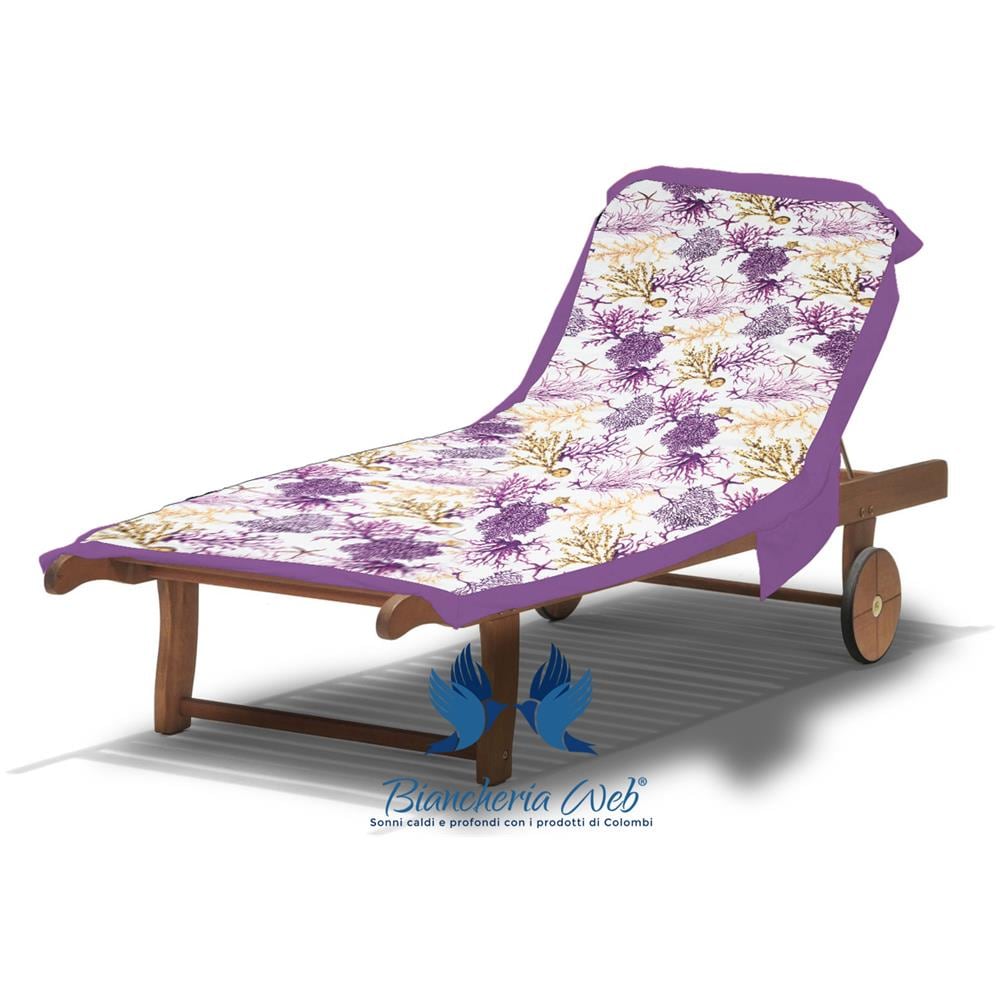 Telo Mare In Microfibra Da Lettino Con Cuscino Modello Comodo Coralli Telo Mare Porpora - Foto 1